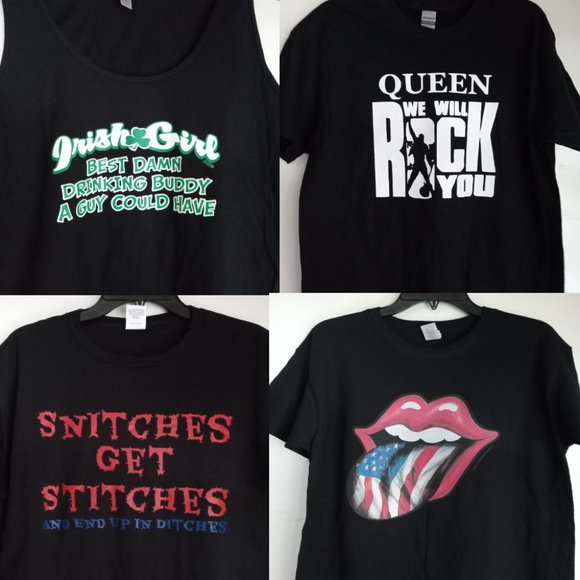 Brand New 4 Piece Set Sealed Women's Unisex Graphic Tees Size Large - Picture 1 of 1